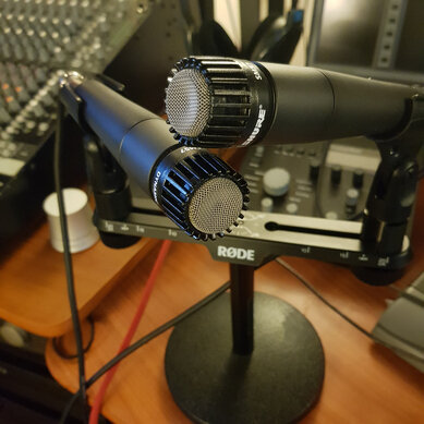 Sure SM57 microphones configured in X-Y